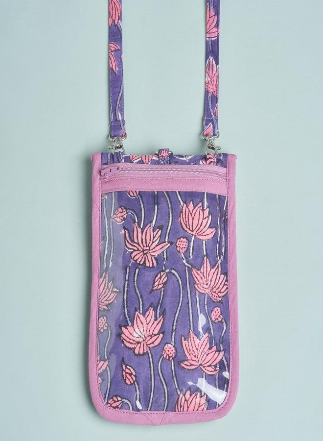 Ayuda Homes Cotton Sling Bag for Women - Floral Print Mobile Bag with Adjustable Strap,Waterproof Phone Holder Wallet & Travel Essentials (Purple) - Image 3